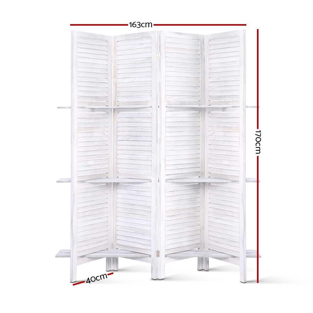 Artiss Room Divider Privacy Screen Foldable Partition Stand 4 Panel White - John Cootes