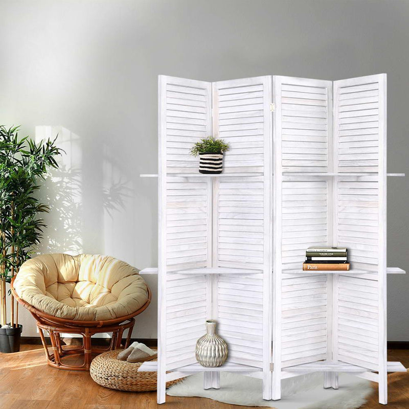 Artiss Room Divider Privacy Screen Foldable Partition Stand 4 Panel White - John Cootes