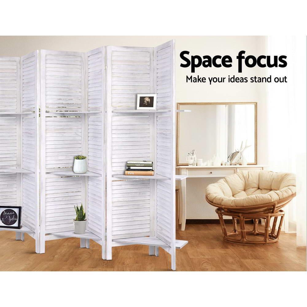 Artiss Room Divider Screen 8 Panel Privacy Foldable Dividers Timber Stand Shelf - John Cootes