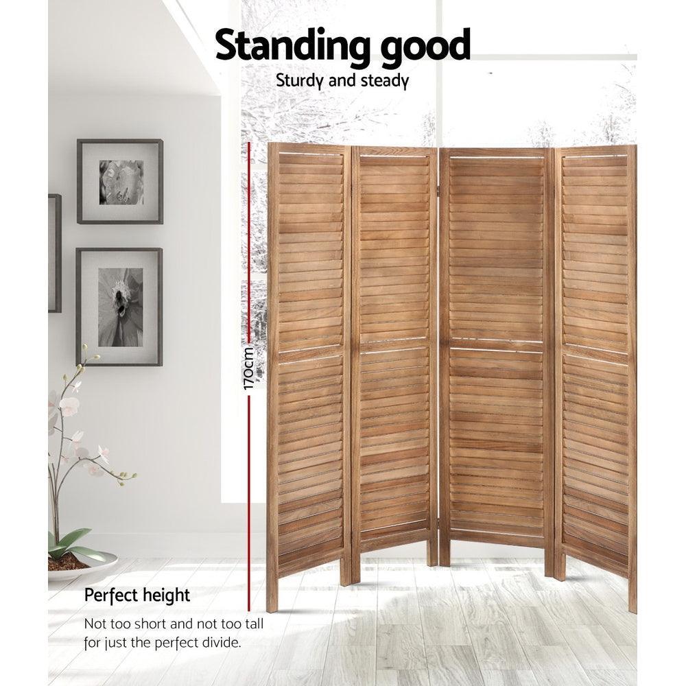 Artiss Room Divider Screen 8 Panel Privacy Wood Dividers Stand Bed Timber Brown - John Cootes