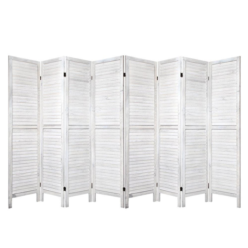 Artiss Room Divider Screen 8 Panel Privacy Wood Dividers Stand Bed Timber White - John Cootes