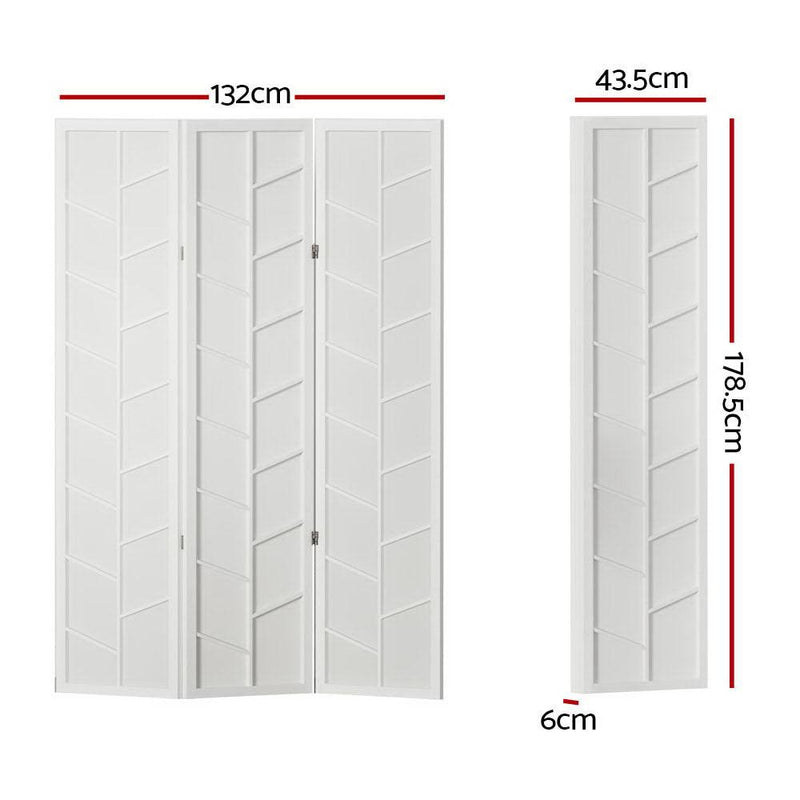 Artiss Room Divider Screen Privacy Wood Dividers Stand 3 Panel Archer White - John Cootes