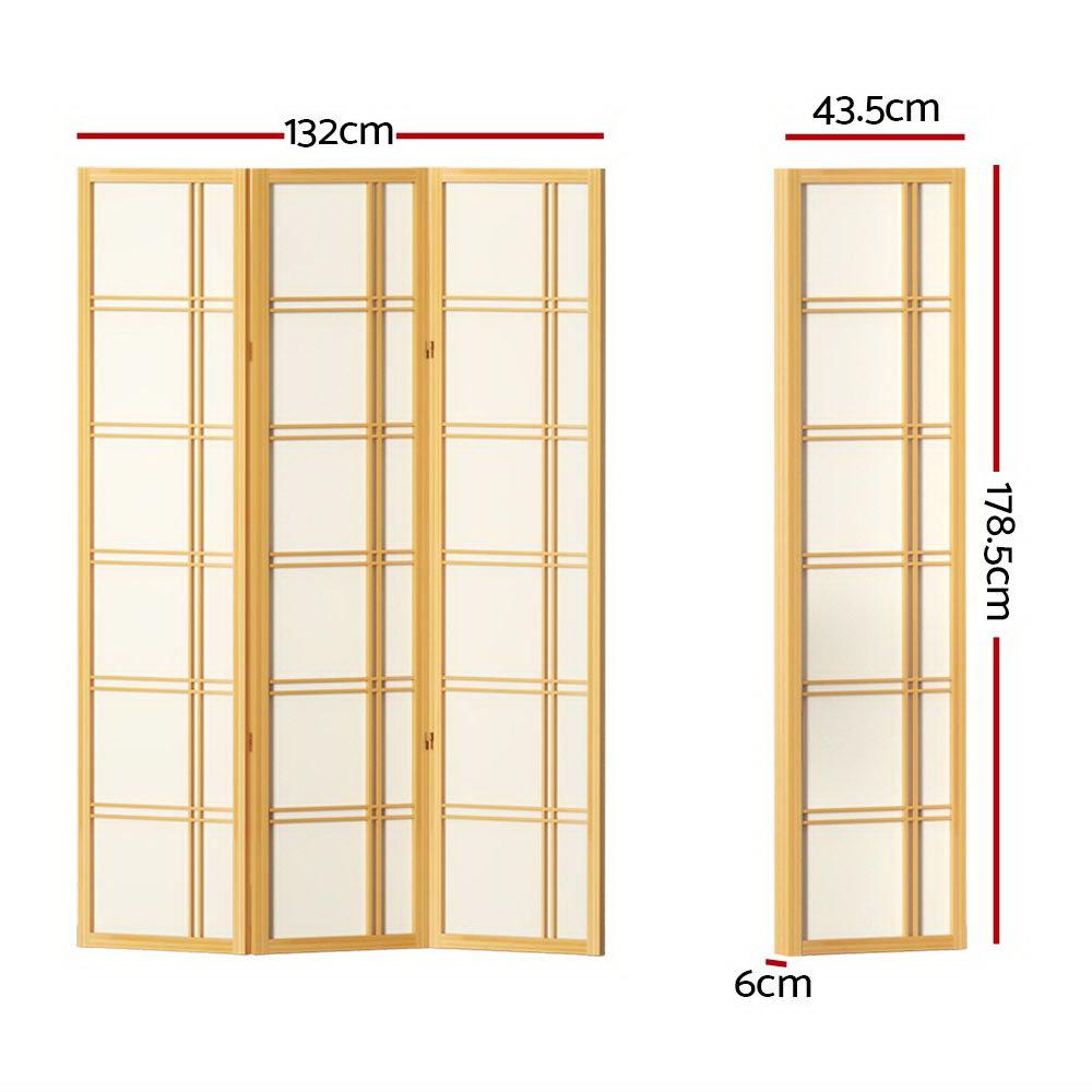 Artiss Room Divider Screen Privacy Wood Dividers Stand 3 Panel Nova Natural - John Cootes