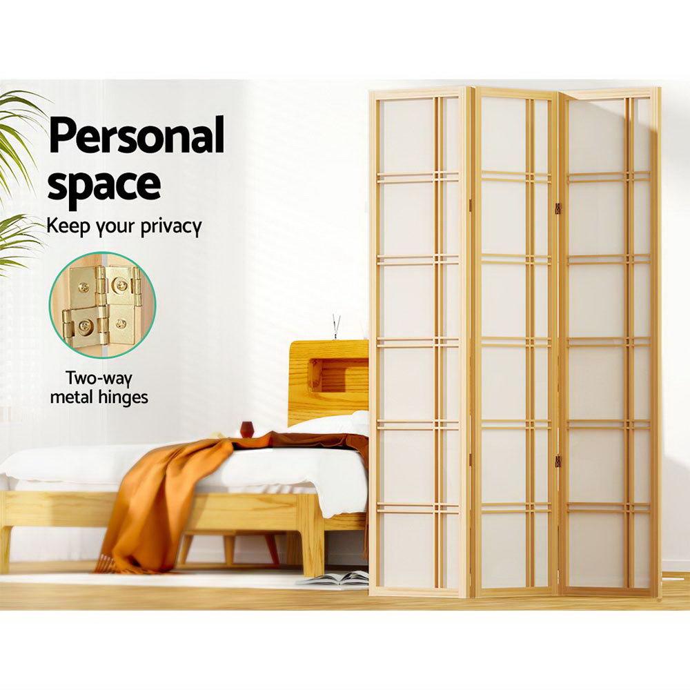 Artiss Room Divider Screen Privacy Wood Dividers Stand 3 Panel Nova Natural - John Cootes