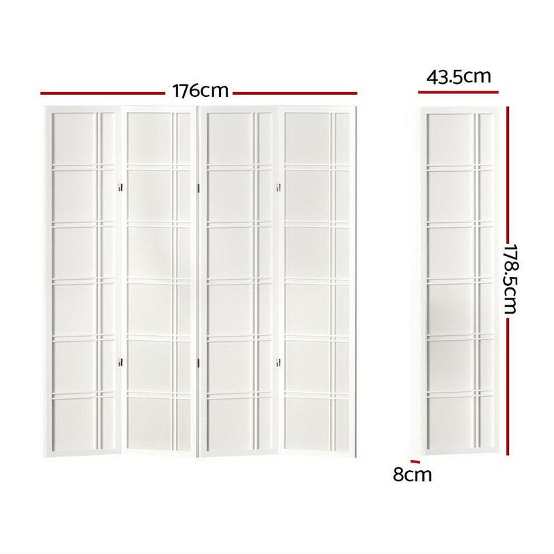 Artiss Room Divider Screen Privacy Wood Dividers Stand 4 Panel Nova White - John Cootes