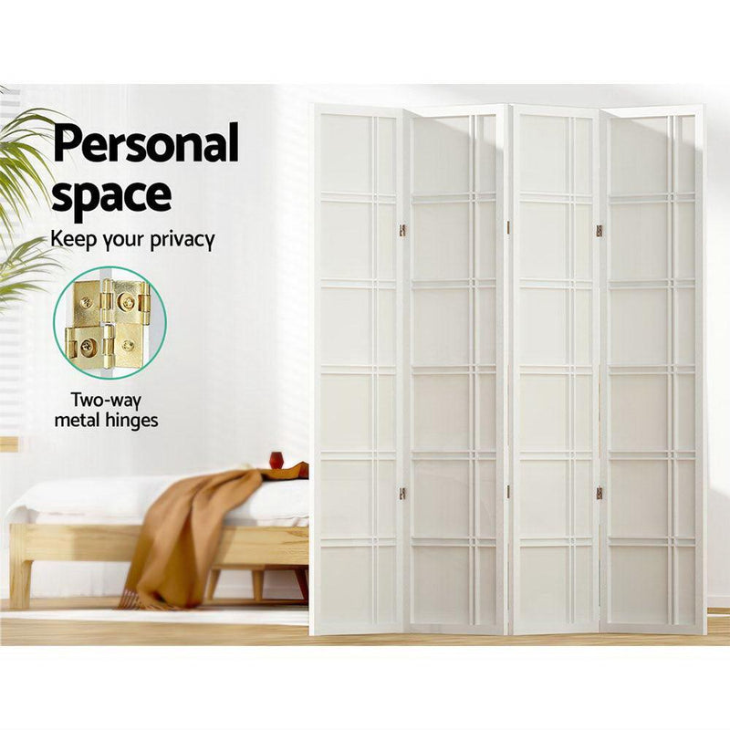 Artiss Room Divider Screen Privacy Wood Dividers Stand 4 Panel Nova White - John Cootes