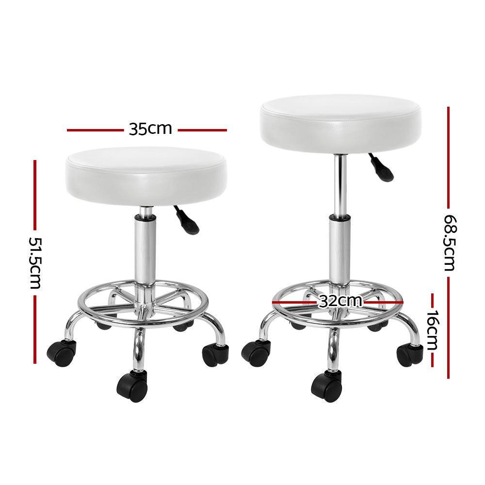 Artiss Round Chair Stools Salon Stool White Swivel Beauty Barber Hairdressing - John Cootes