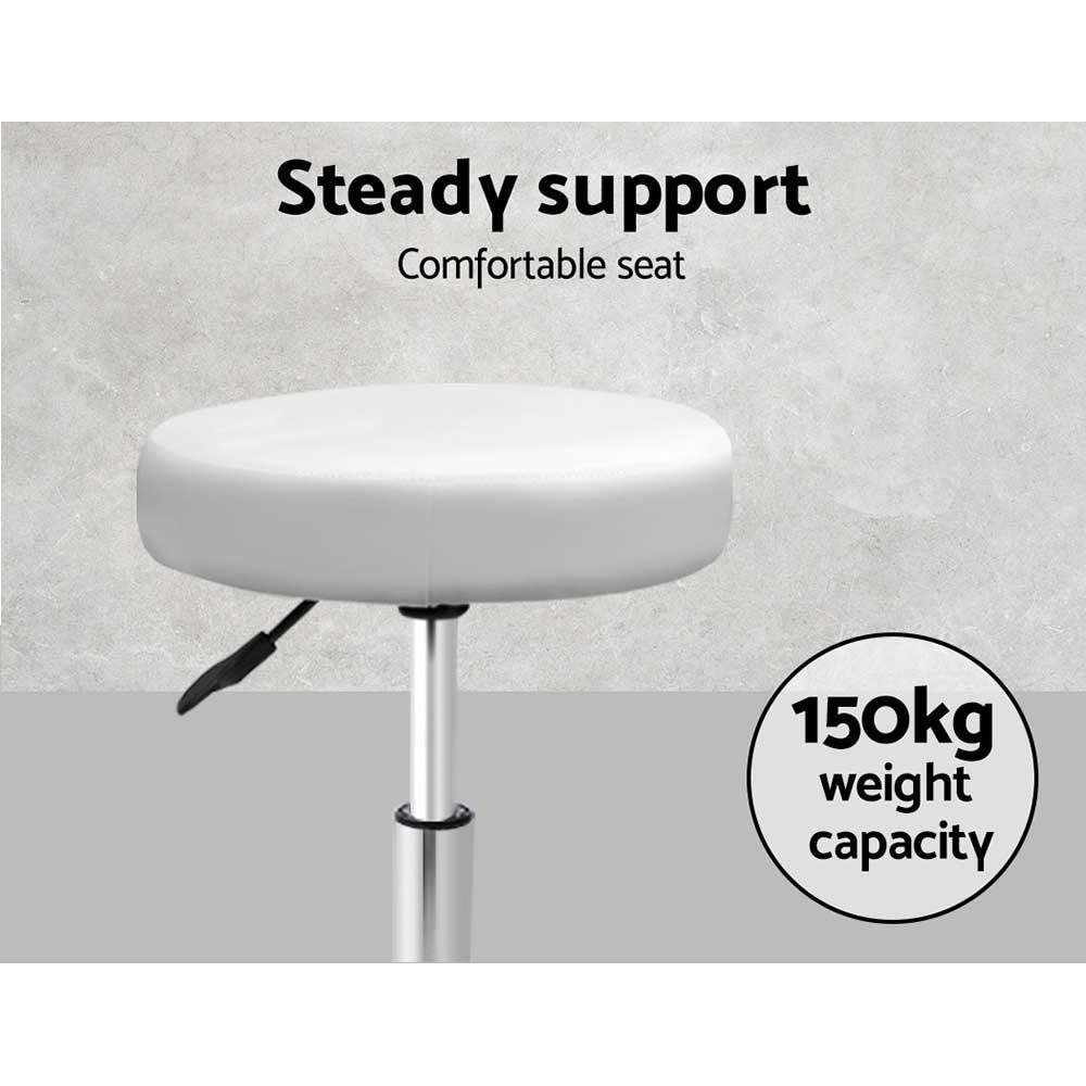 Artiss Round Chair Stools Salon Stool White Swivel Beauty Barber Hairdressing - John Cootes