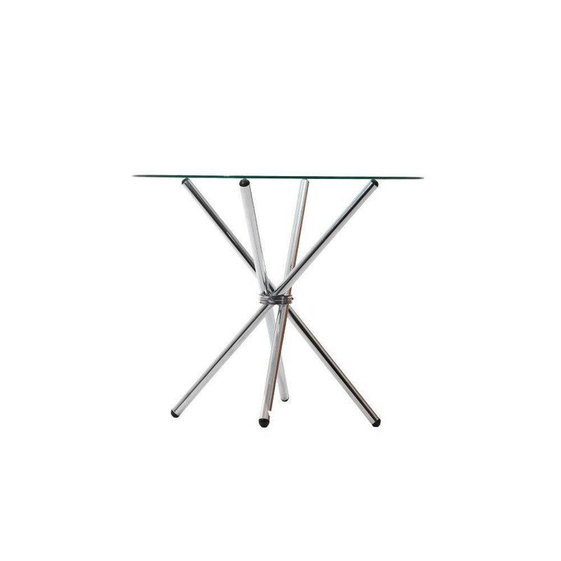 Artiss Round Dining Table 4 Seater 90cm Tempered Glass Clear Chrome Steel Legs Cross Cafe Kitchen Tables - John Cootes