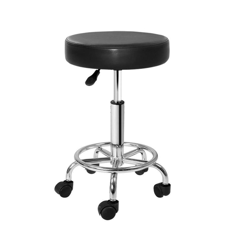 Artiss Round Salon Stool Black PU Swivel Barber Hair Dress Chair Hydraulic Lift - John Cootes