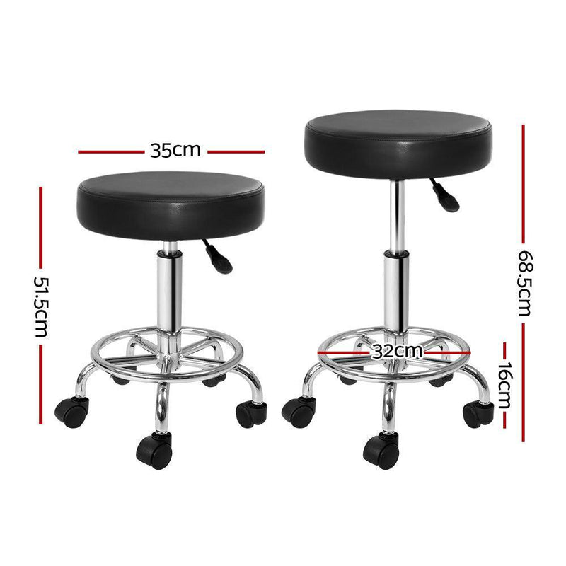 Artiss Round Salon Stool Black PU Swivel Barber Hair Dress Chair Hydraulic Lift - John Cootes