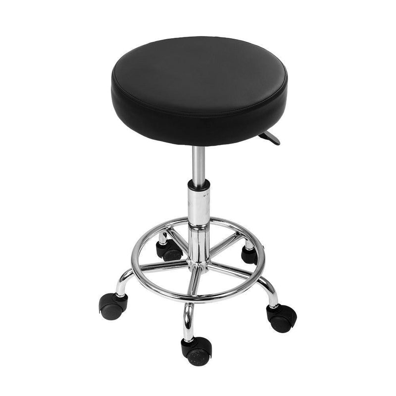 Artiss Round Salon Stool Black PU Swivel Barber Hair Dress Chair Hydraulic Lift - John Cootes