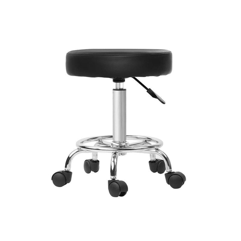 Artiss Round Salon Stool Black PU Swivel Barber Hair Dress Chair Hydraulic Lift - John Cootes