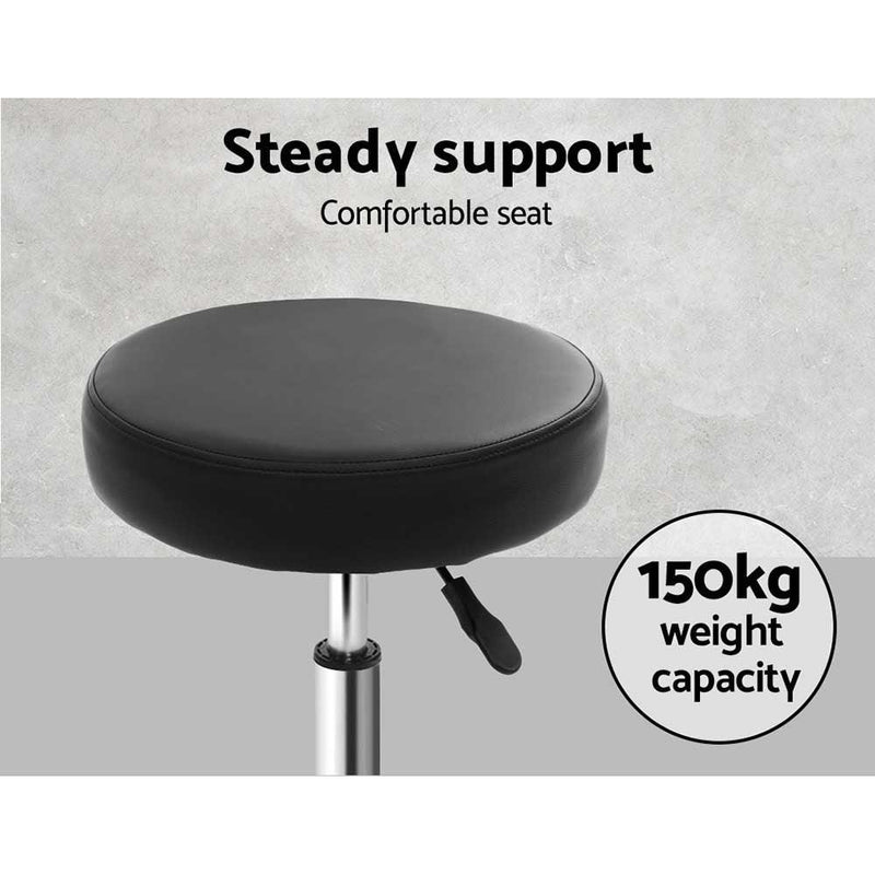 Artiss Round Salon Stool Black PU Swivel Barber Hair Dress Chair Hydraulic Lift - John Cootes