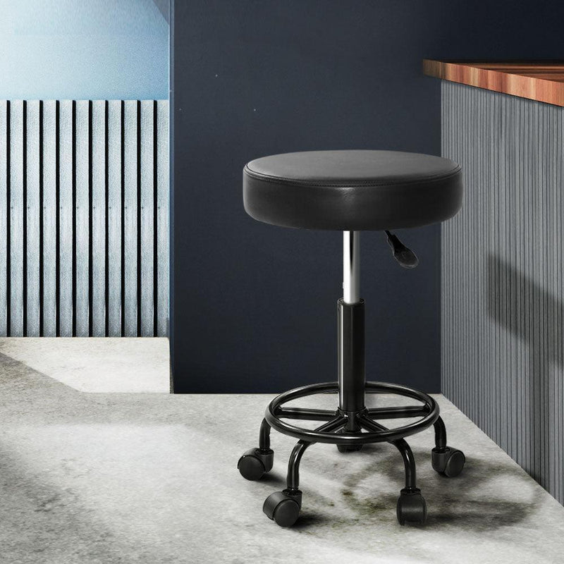 Artiss Round Salon Stool Stools Black Swivel Barber Hair Hydraulic Chairs Lift - John Cootes