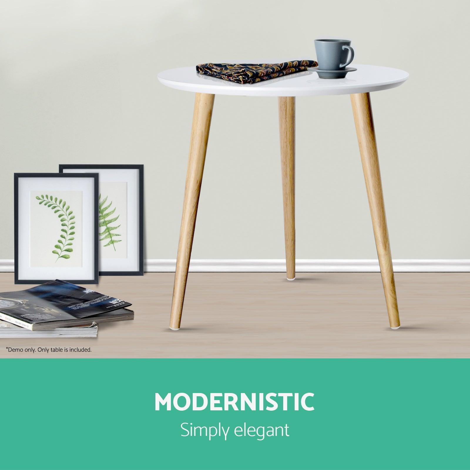 Artiss Round Side Table - White - John Cootes