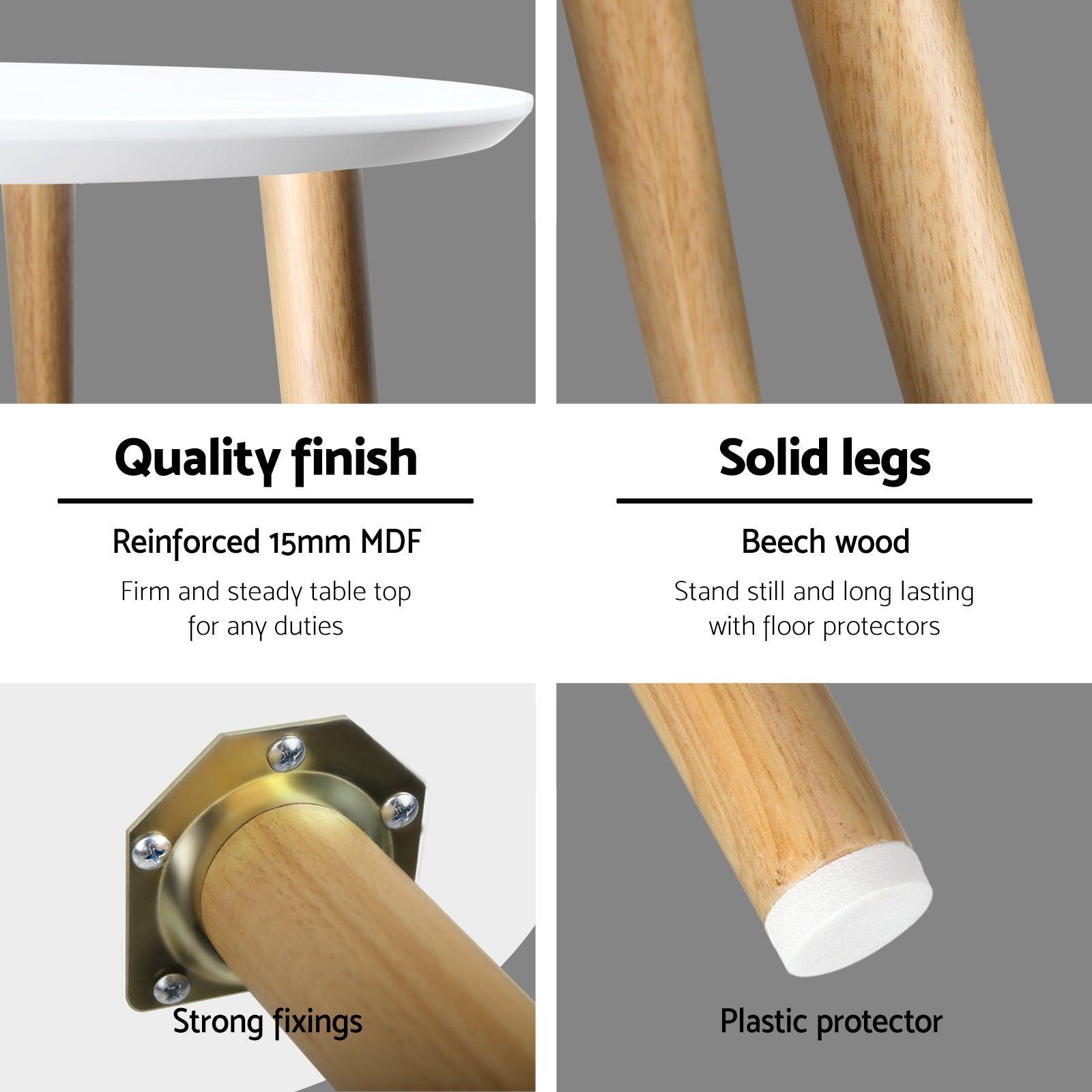 Artiss Round Side Table - White - John Cootes