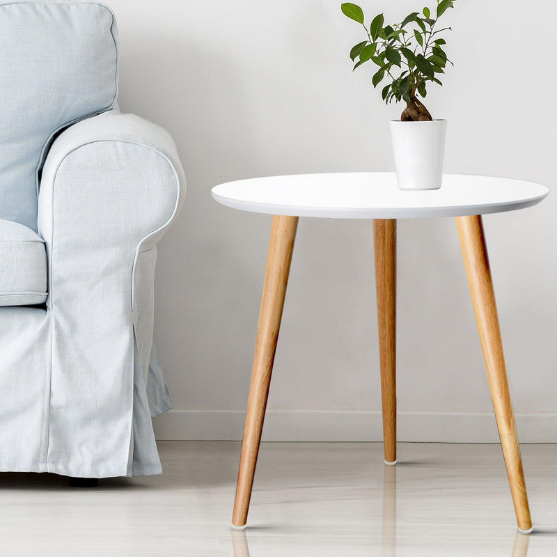 Artiss Round Side Table - White - John Cootes