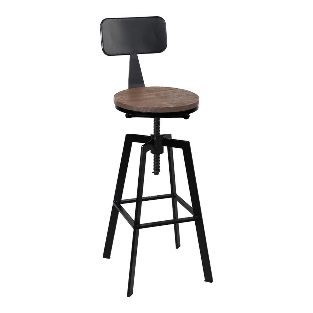 Artiss Rustic Industrial Style Metal Bar Stool - Black and Wood - John Cootes