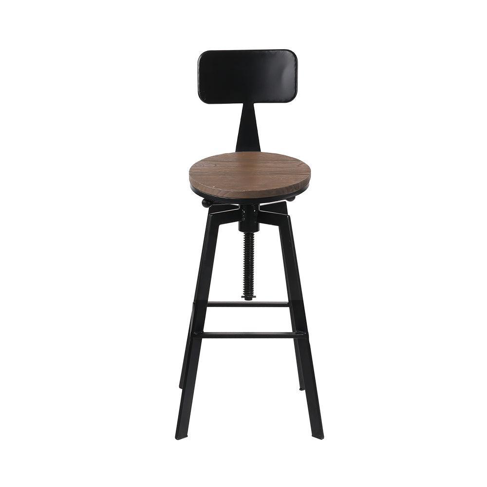 Artiss Rustic Industrial Style Metal Bar Stool - Black and Wood - John Cootes