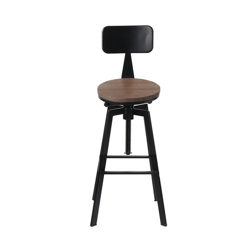 Artiss Rustic Industrial Style Metal Bar Stool - Black and Wood - John Cootes