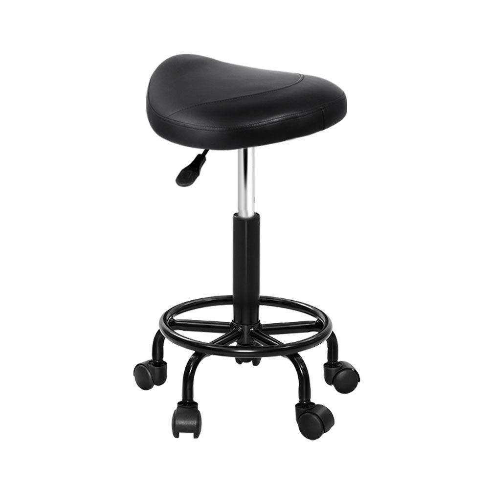 Artiss Saddle Stool Salon Chair Black Swivel Beauty Barber Hairdressing Gas Lift - John Cootes