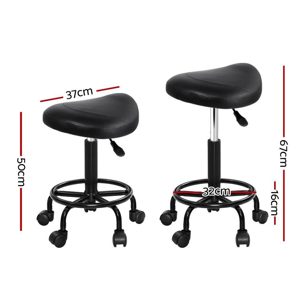 Artiss Saddle Stool Salon Chair Black Swivel Beauty Barber Hairdressing Gas Lift - John Cootes