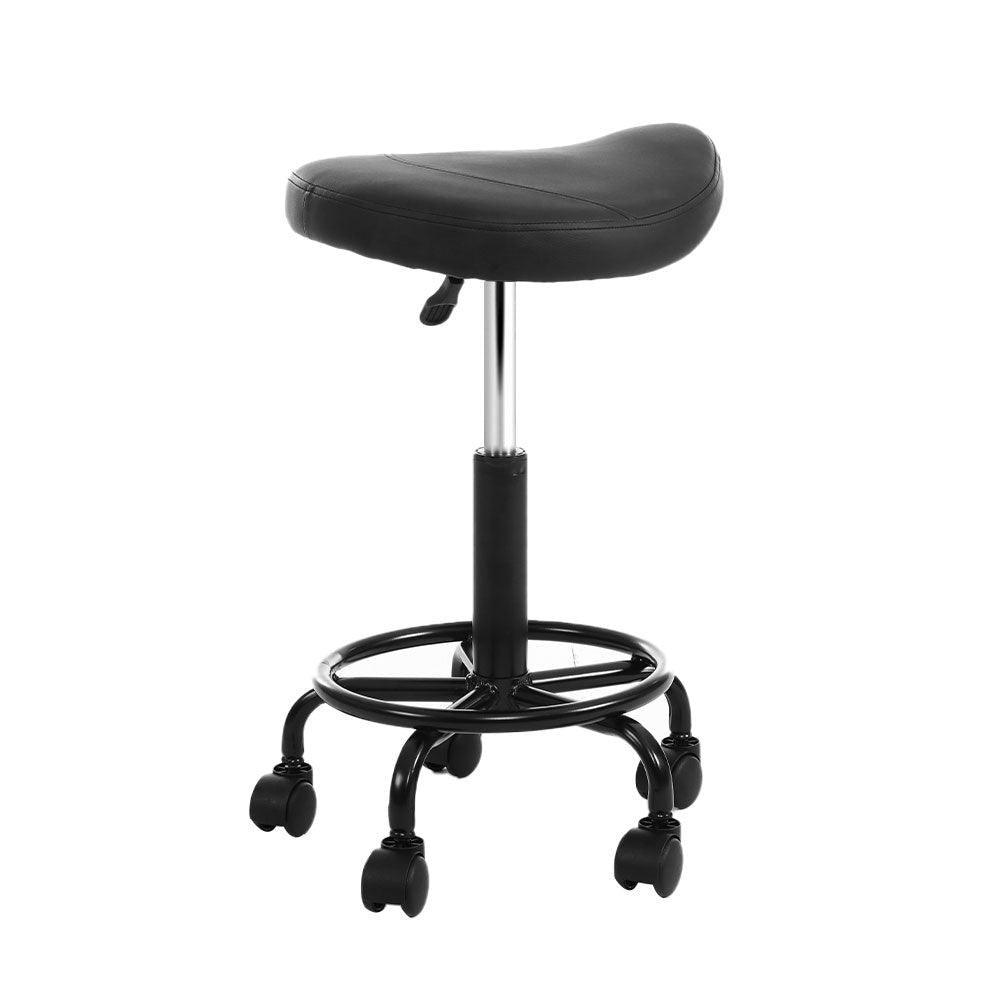 Artiss Saddle Stool Salon Chair Black Swivel Beauty Barber Hairdressing Gas Lift - John Cootes