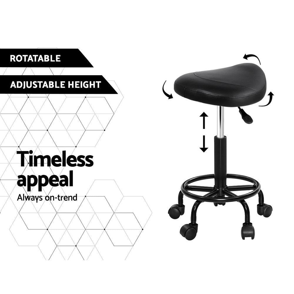 Artiss Saddle Stool Salon Chair Black Swivel Beauty Barber Hairdressing Gas Lift - John Cootes