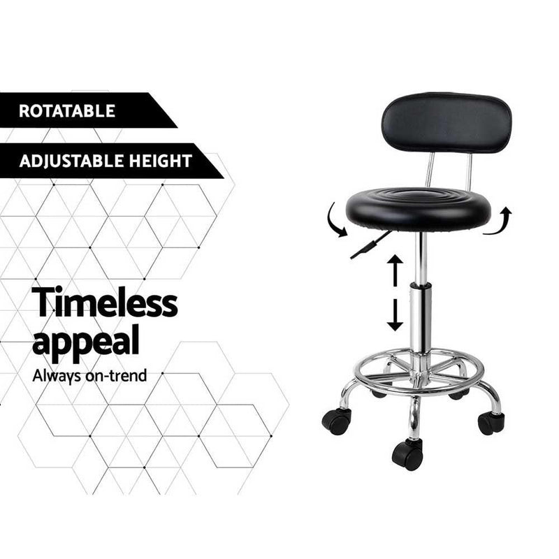 Artiss Salon Stool Swivel Chair Backrest Barber Hairdressing Hydraulic Height - John Cootes