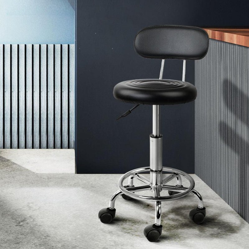 Artiss Salon Stool Swivel Chair Backrest Barber Hairdressing Hydraulic Height - John Cootes