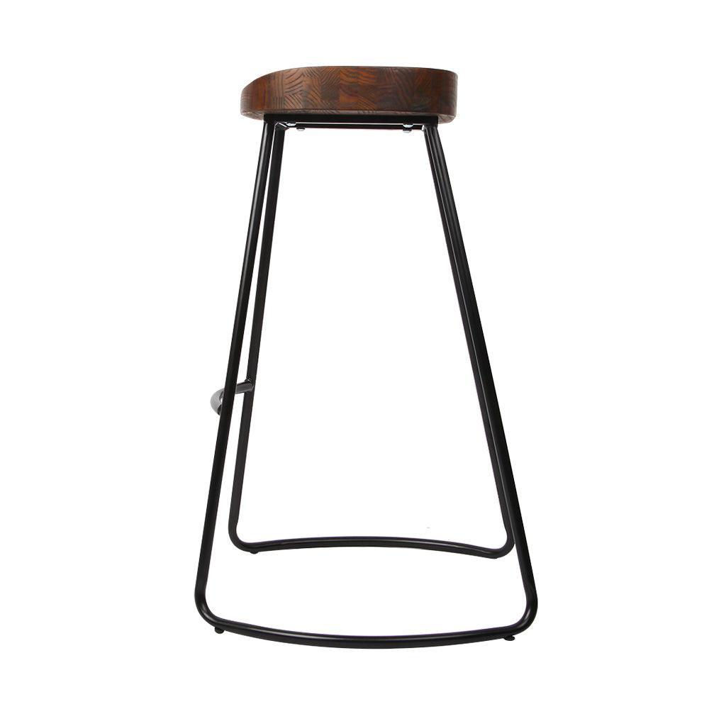 Artiss Set of 2 Backless Elm Wood Bar Stools 75cm - Black - John Cootes