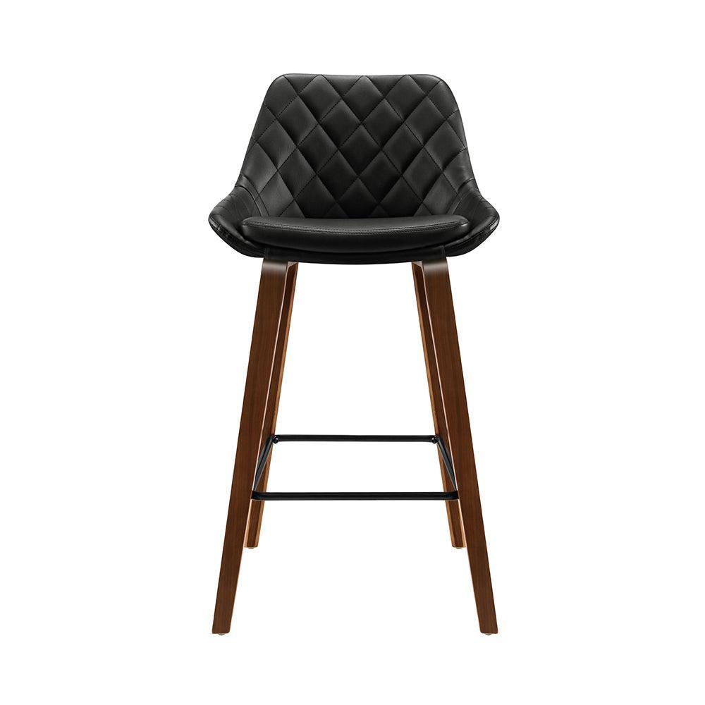 Artiss Set of 2 Bar Stools Bentwood PU Leather Diamond Pleat - Black - John Cootes