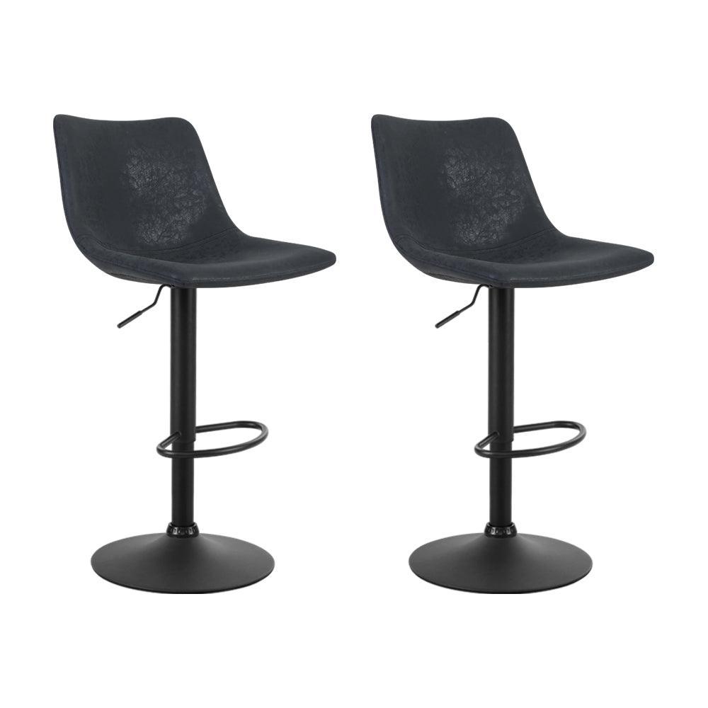 Artiss Set of 2 Bar Stools Gas Lift- Black - John Cootes