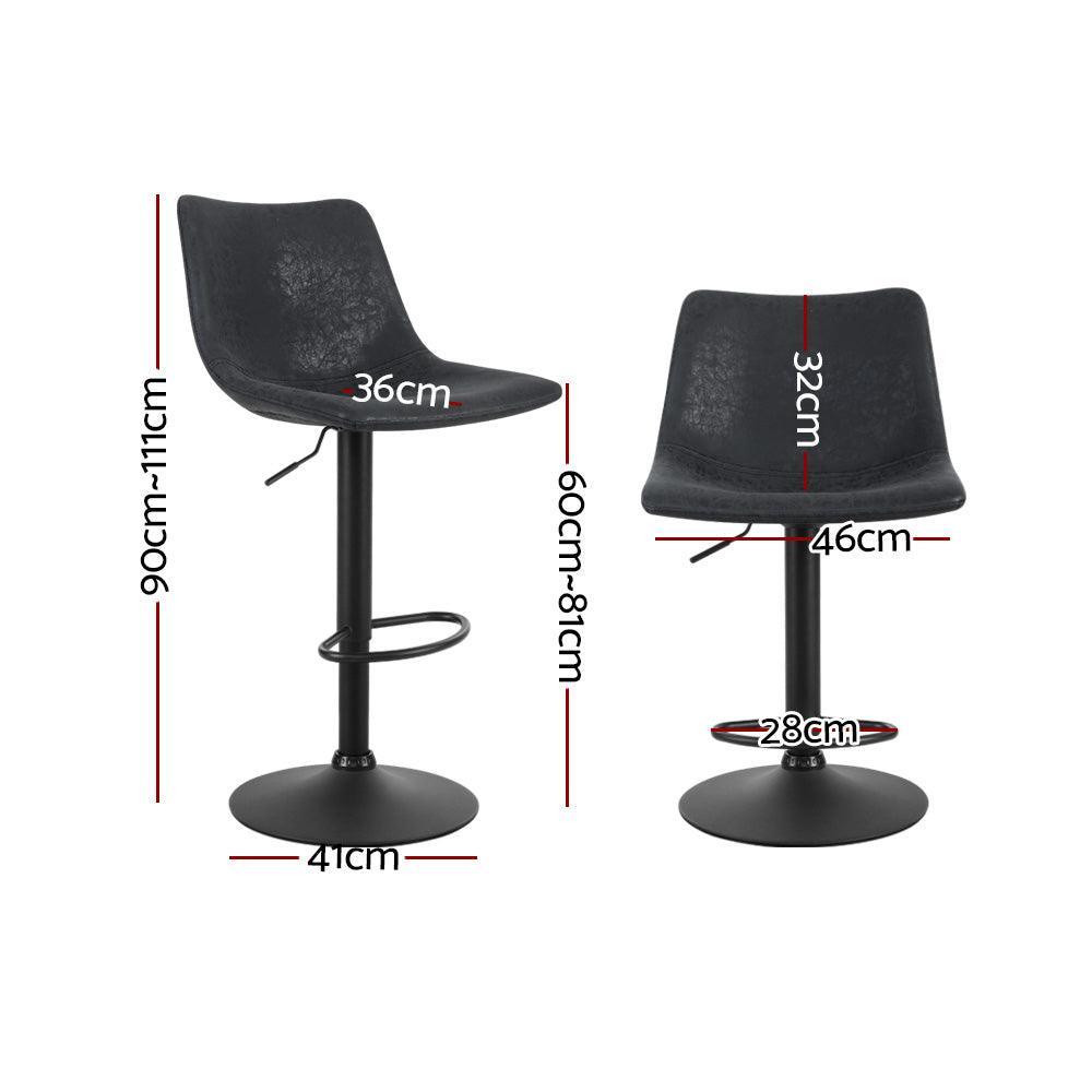 Artiss Set of 2 Bar Stools Gas Lift- Black - John Cootes