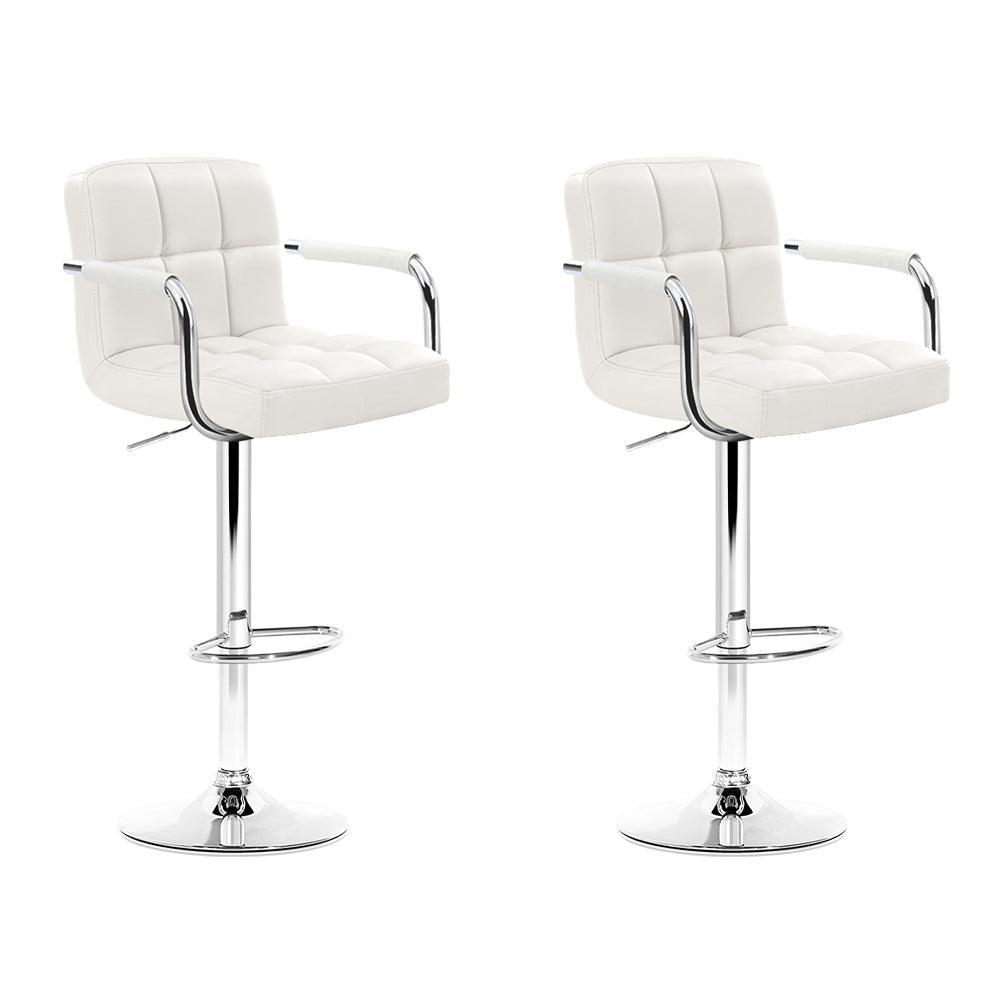 Artiss Set of 2 Bar Stools Gas lift Swivel - Steel and White - John Cootes