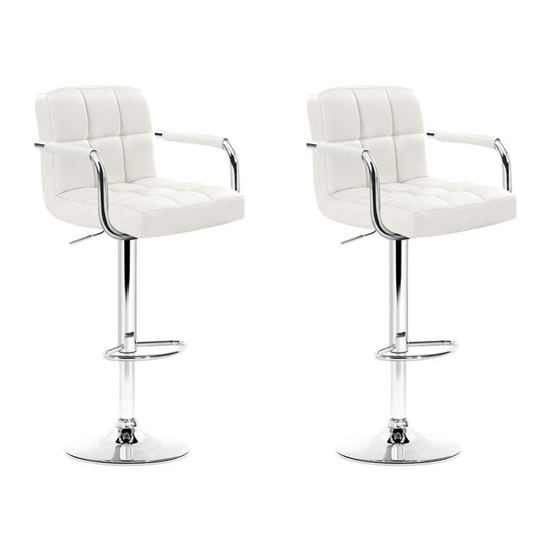 Artiss Set of 2 Bar Stools Gas lift Swivel - Steel and White - John Cootes