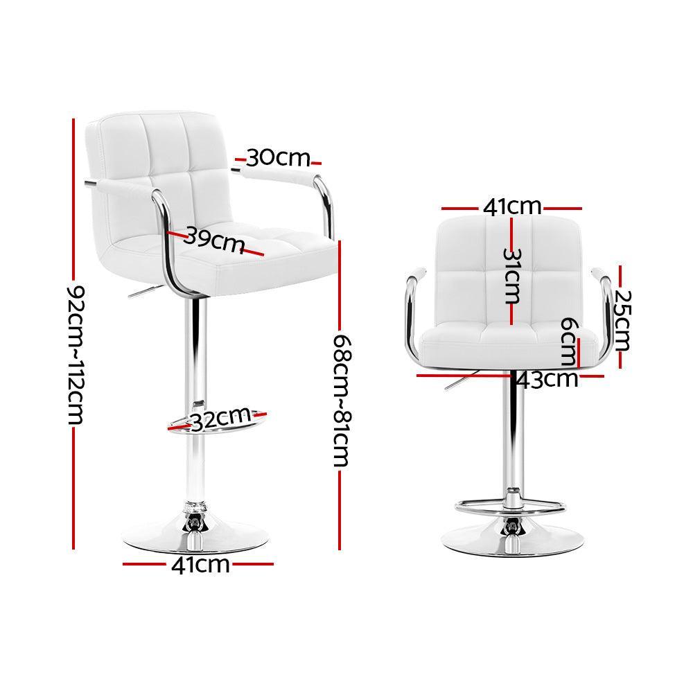 Artiss Set of 2 Bar Stools Gas lift Swivel - Steel and White - John Cootes