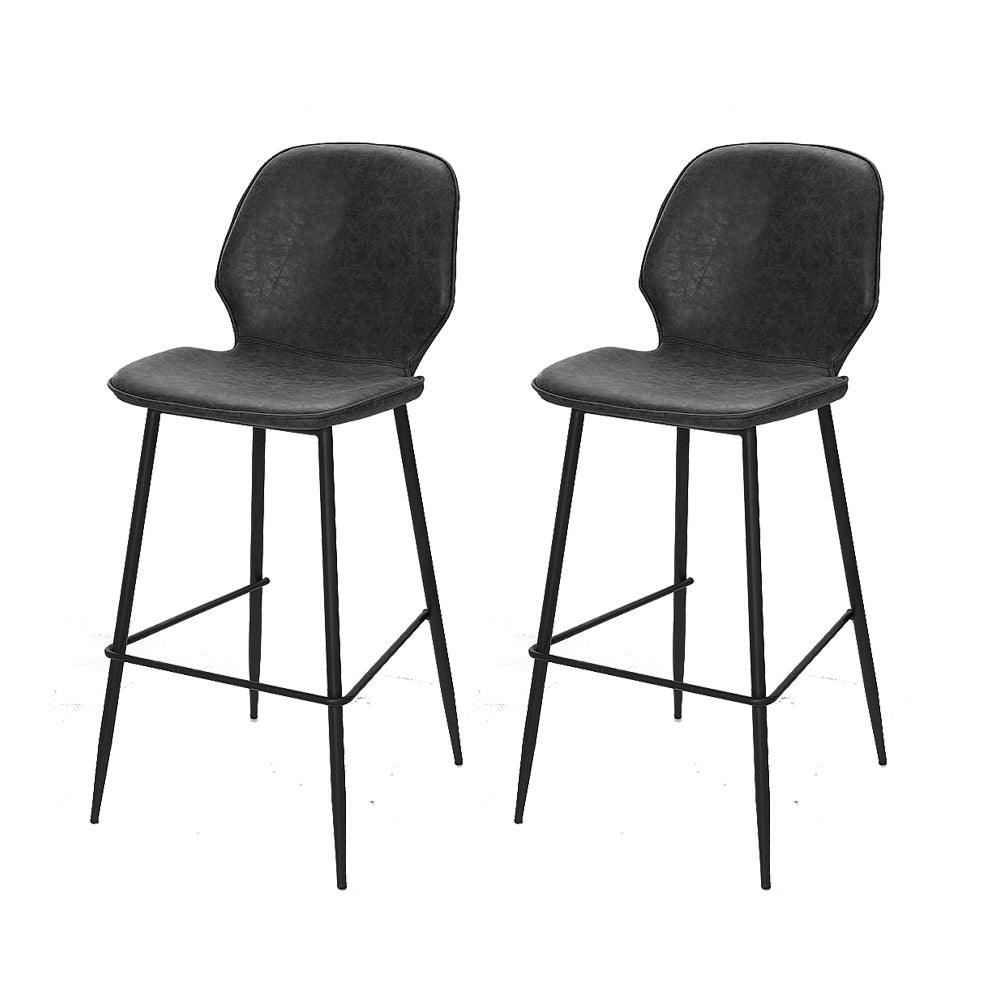 Artiss Set of 2 Bar Stools Kitchen Stool Barstool Dining Chairs Leather Black Kingsley - John Cootes