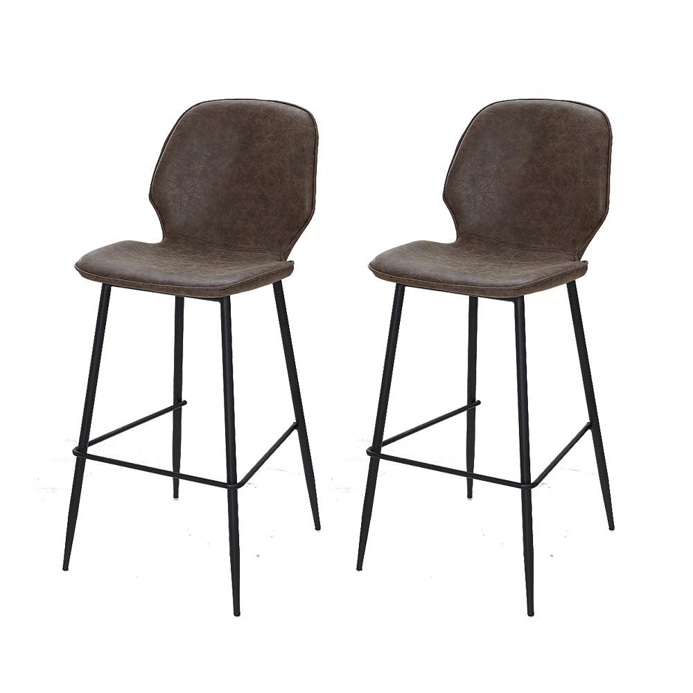 Artiss Set of 2 Bar Stools Kitchen Stool Barstool Dining Chairs Leather Brown Kingsley - John Cootes