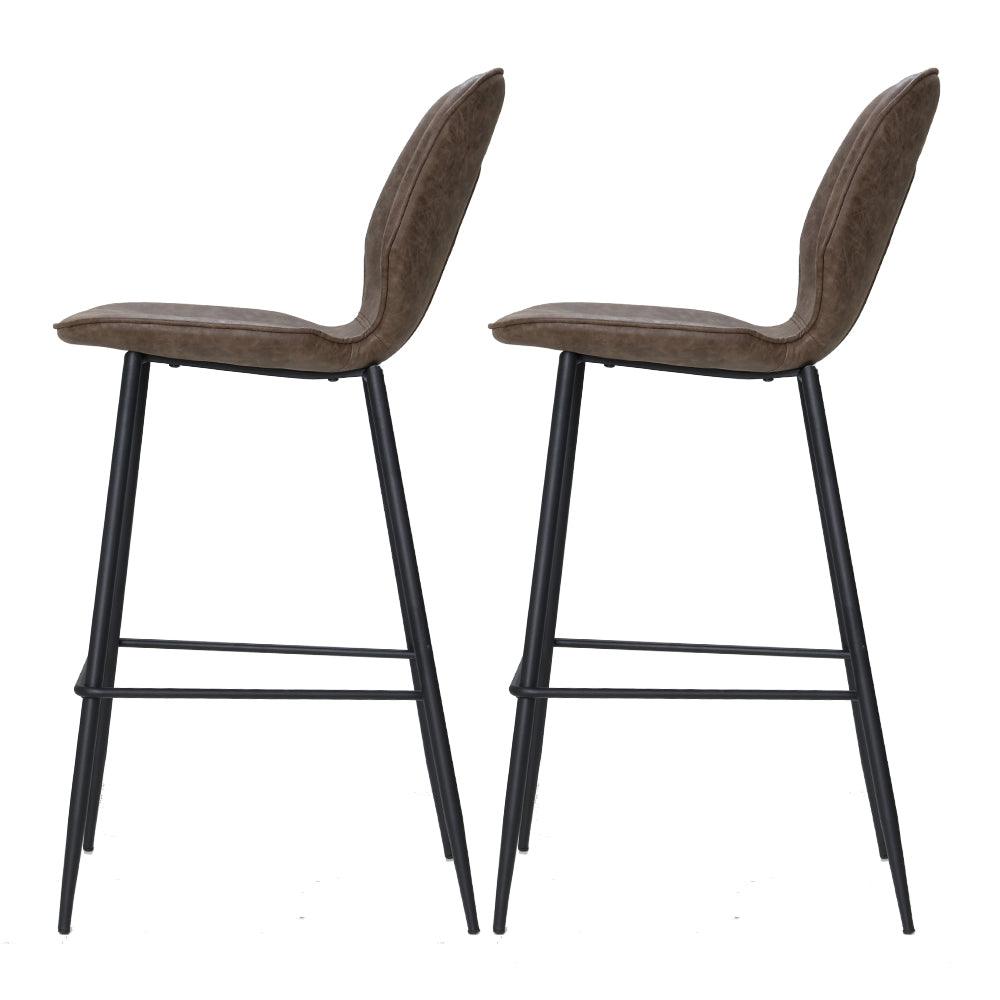 Artiss Set of 2 Bar Stools Kitchen Stool Barstool Dining Chairs Leather Brown Kingsley - John Cootes