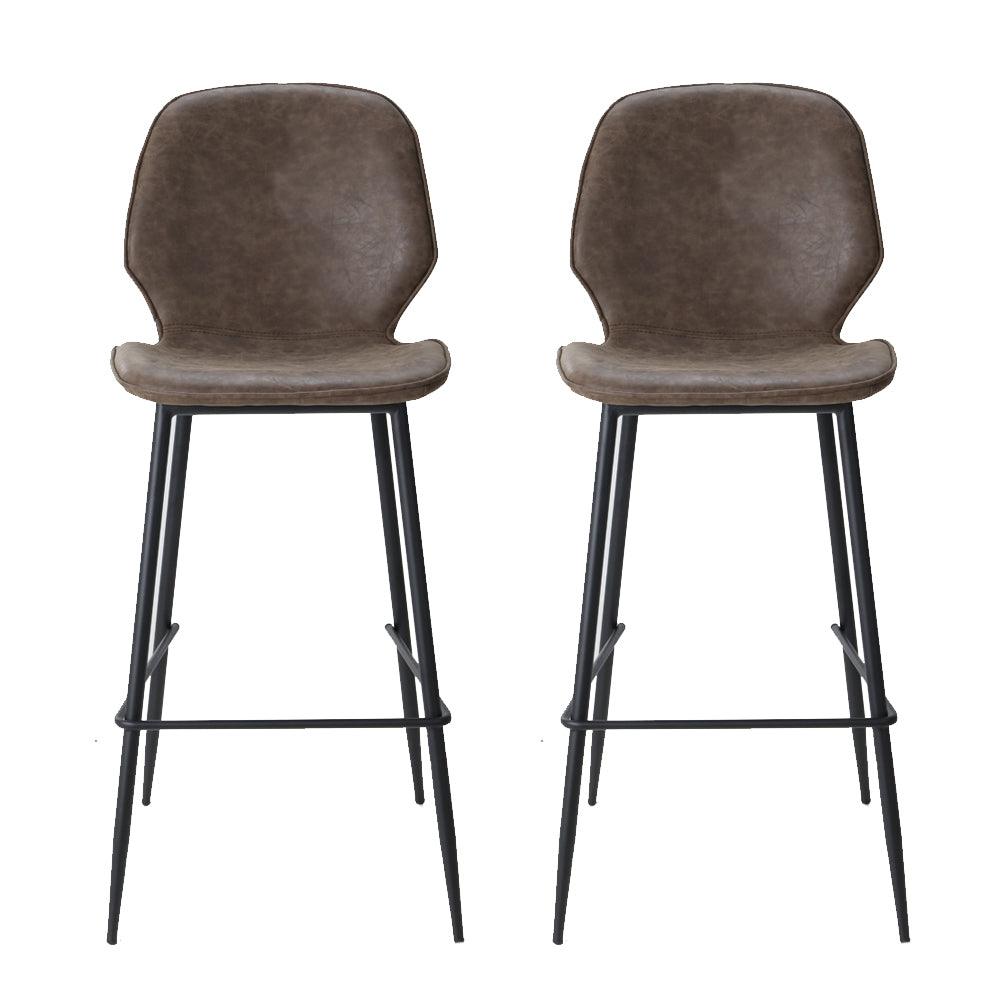 Artiss Set of 2 Bar Stools Kitchen Stool Barstool Dining Chairs Leather Brown Kingsley - John Cootes