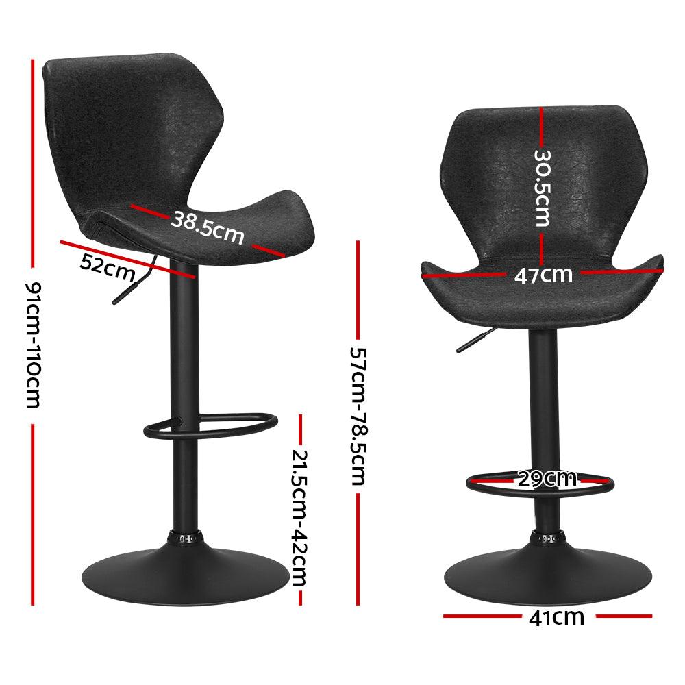 Artiss Set of 2 Bar Stools Kitchen Stool Chairs Metal Barstool Swivel Black Frawley - John Cootes