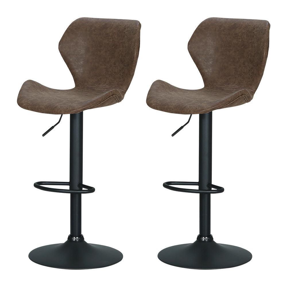 Artiss Set of 2 Bar Stools Kitchen Stool Chairs Metal Barstool Swivel Brown Frawley - John Cootes