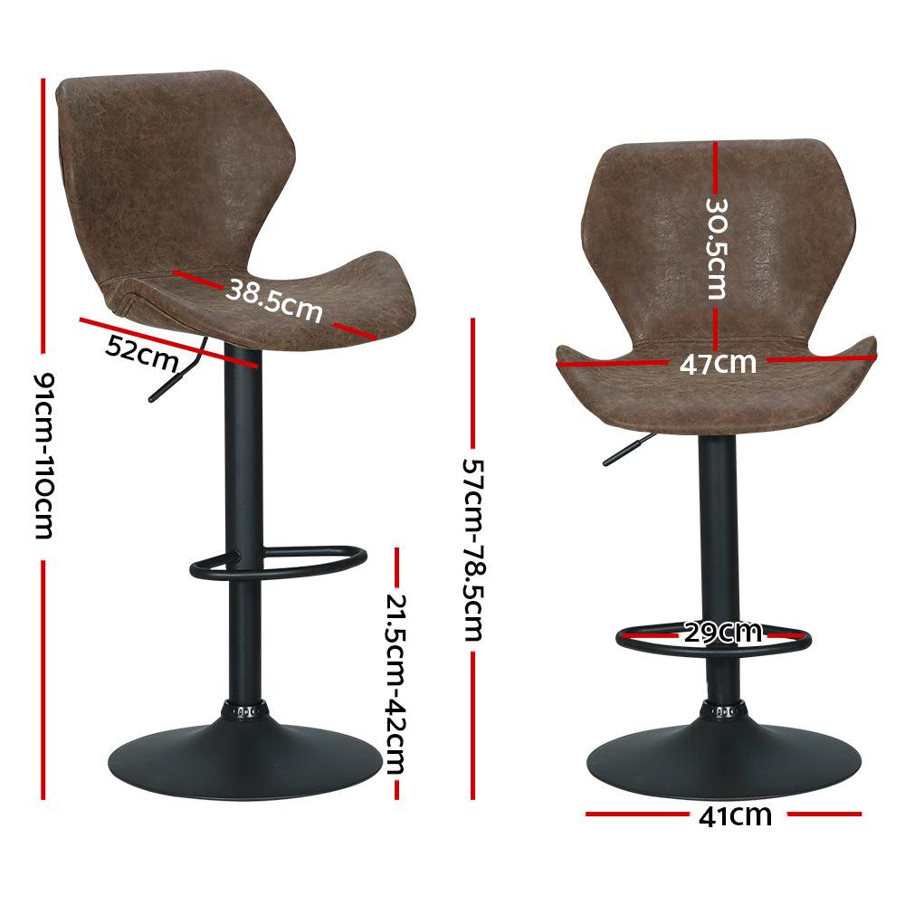 Artiss Set of 2 Bar Stools Kitchen Stool Chairs Metal Barstool Swivel Brown Frawley - John Cootes