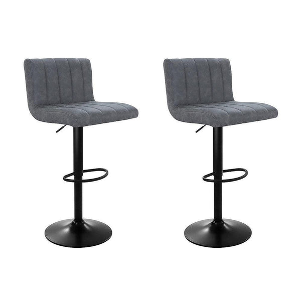 Artiss Set of 2 Bar Stools PU Leather Line Style - Grey - John Cootes