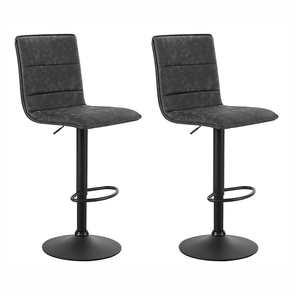 Artiss Set of 2 Bar Stools PU Leather Smooth Line Style - Grey and Black - John Cootes