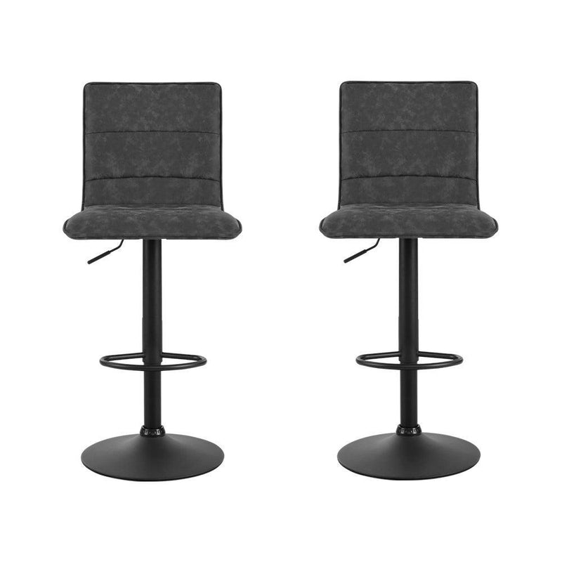 Artiss Set of 2 Bar Stools PU Leather Smooth Line Style - Grey and Black - John Cootes