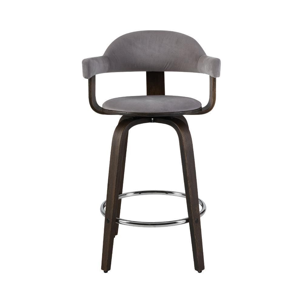 Artiss Set of 2 Bar Stools Wooden Swivel Bar Stool Kitchen Dining Chair - Wood, Chrome and Grey - John Cootes