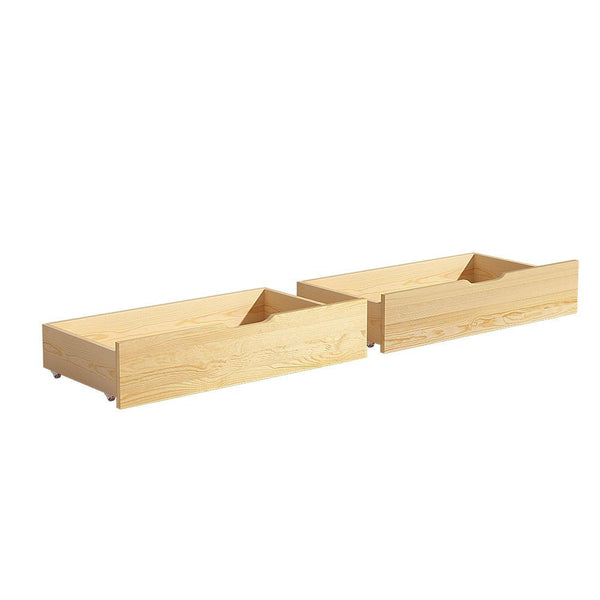Artiss Set of 2 Bed Frame Storage Drawers Timber Trundle for Wooden Bed Frame Base Oak - John Cootes